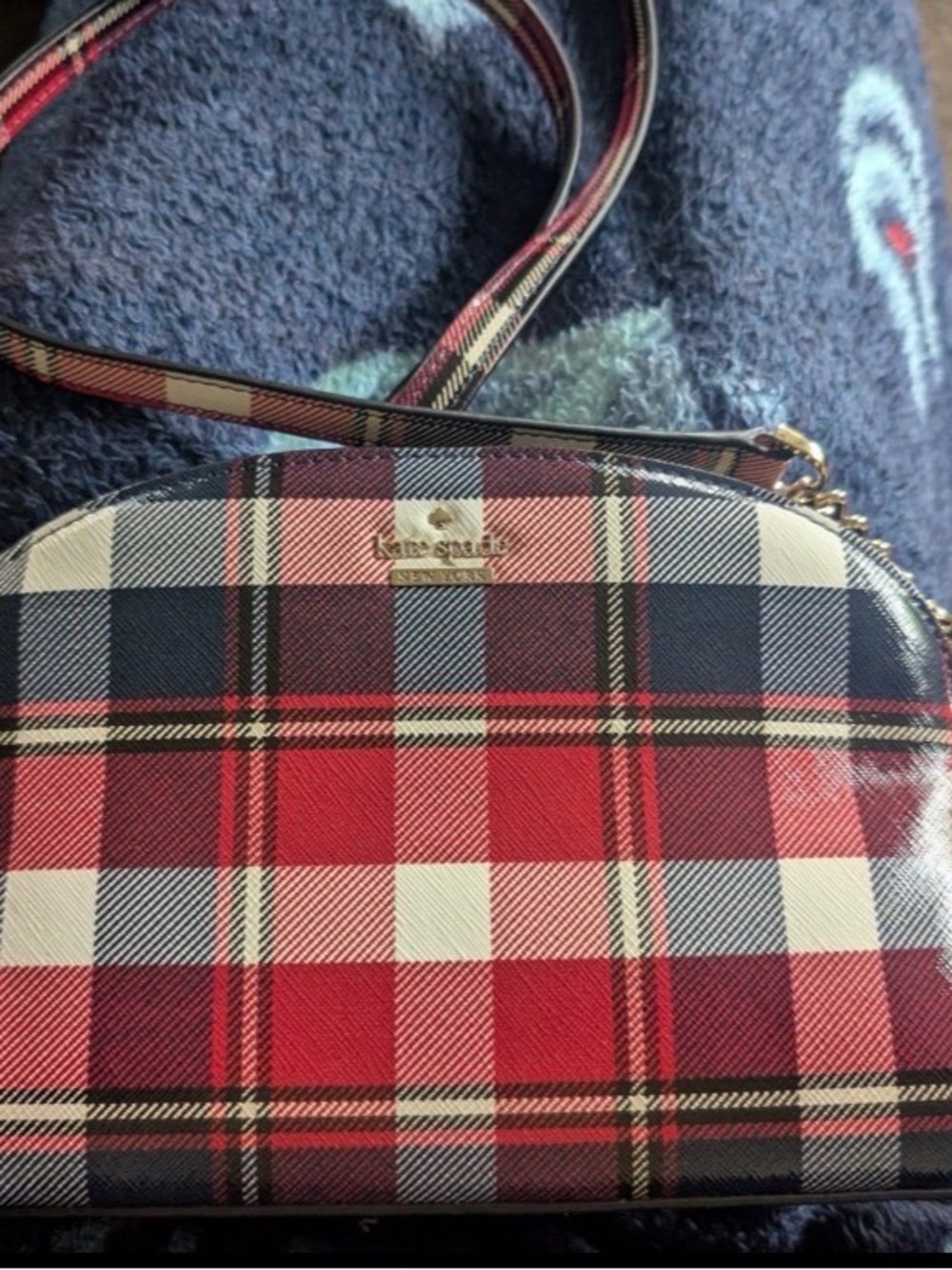 kate spade Red and Black Plaid Crossbody Bag